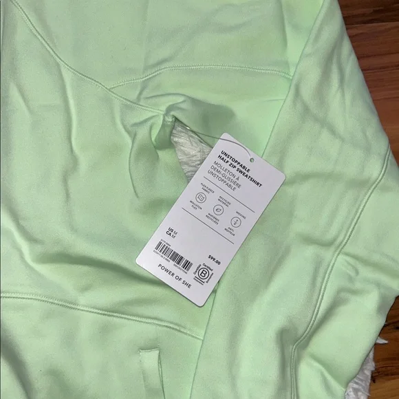 Athleta Unstoppable Fleece Lined Half Zip Sweatshirt Size Medium Mint Tint NEW